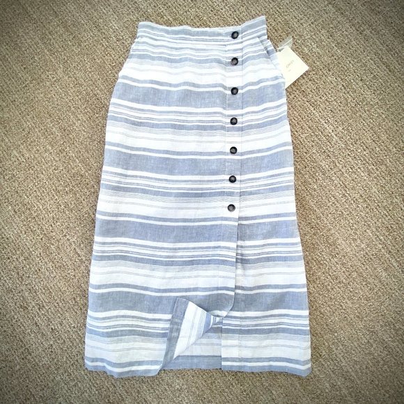 Cynthia Rowley NWT Striped Linen Midi Skirt - Picture 6 of 9